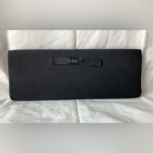 Black Bowtie Clutch Bag Purse w/ Vintage Mini Mirror & Handkerchief vintage